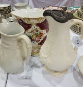 Victorian jug, fruiting vine and wheat ear decorated with pewter mounts,