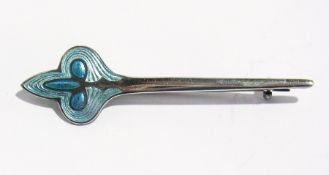 Charles Horner Art Nouveau enamel and silver brooch having trefoil terminal  Live Bidding: If you