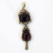Antique cabochon garnet and diamond pendant,