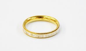 Georgian 18ct yellow gold and white enamel memorial ring inscribed 