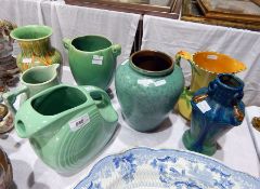 Bretby vase, shouldered with three moulded rings to the neck,