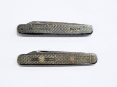 Silver penknife, engine-turned, Sheffield 1938 (cased) and another,