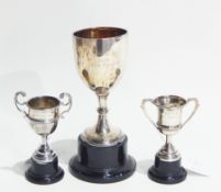 Silver trophy, London 1930, on stand and two smaller, each engraved 