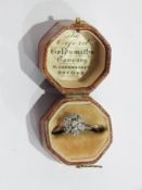 18ct gold, platinum and diamond cluster ring, flowerhead pattern,