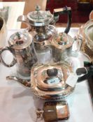 Silver-mounted glass hip flask,