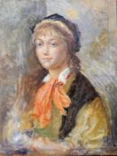 Pair oils on canvas
Head and shoulders portrait of a woman, unframed, 60cm x 50cm and another,