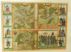 Coloured engraving
Three town plans of 