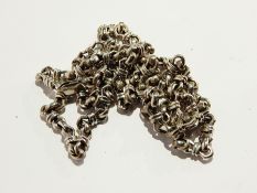 Modern silver fancy double-link chain necklace