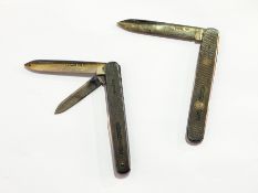 Silver penknife, engine-turned, Sheffield 1938 (cased), another,