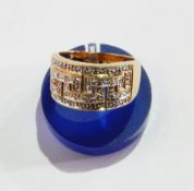 9ct gold set diamond Greek motif ring