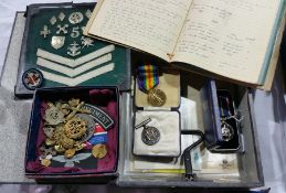 A 1914-1918 service medal to Pte F Cusworth MGC and another service medal for the Great War for