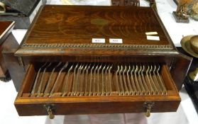 Silver plated Old English pattern table top canteen, mainly for 12 persons, including soup ladle,