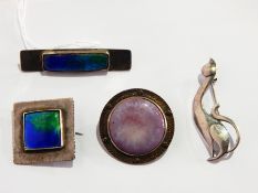Ruskin brooch set lavender ceramic stone,