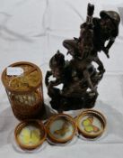 Oriental hardwood figure of a horse warrior,