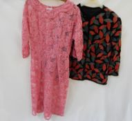 A ribbon lace pink 1960's cocktail dress (needing underslip),