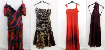 Frank Usher multi-coloured chiffon short sleeved evening dress,