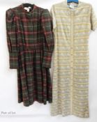 A Courtelle 1960's/70's maxi dress with an aztec design in purple and cream on a gold background