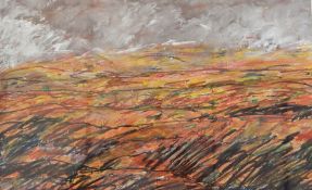 Philip Mead 
Mixed media on paper
Abstract landscape under a stormy sky,