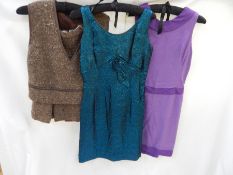 A Susan Small black crepe cocktail dress, sleeveless with V-neck to front and back,