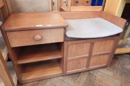 A teak telephone table with seat
