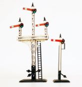 A Bing triple bracket signal with black base, levers,