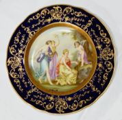 Continental porcelain plate painted with allegorical scene 