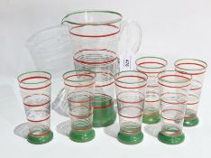 A 1940's/50's lemonade set including jug and six matching glasses