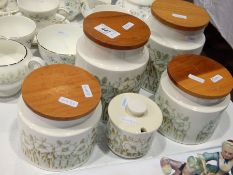 Set of four Hornsea pottery cylindrical kitchen canisters, 