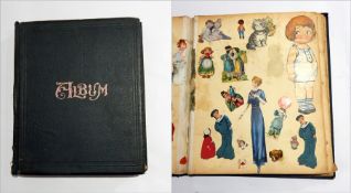 An Edwardian scrapbook to include female figures, Geisha girls,