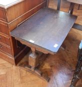 20th century oak rectangular top coffee table, on reeded turned supports,