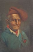 Late 19th century school  
Oil on canvas
Portrait of an old man smoking a pipe,