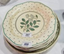 Six Wedgwood moonstone dinner plates,