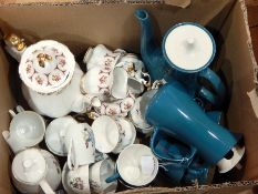 Quantity of teaware to include Poole pottery together with quantity of silver plate (2 boxes)