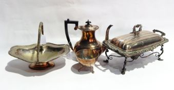 A quantity of silver plate to include coffee pot with ebony finial and handle,
