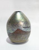 A Norman Stuart Clarke studio glass vase of oblate form with sloping shoulders to straight sides,