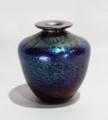 A Norman Stuart Clarke studio glass vase with flared rim to sloping shoulders and tapering circular