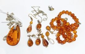 A quantity of amber earrings,