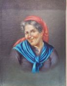 Continental school
Oil on canvas
Pair portraits of a peasant man and woman smiling,