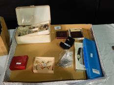 A quantity of costume jewellery to include two Festival of Britain crowns,