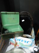 A collection of weighing scale weights,