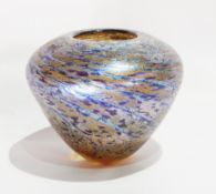 A studio glass vase with broad shoulders over tapering form,