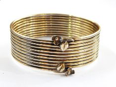 1960's designer silver-coloured metal bangle by Maughan Harvey (silversmith and goldsmith who