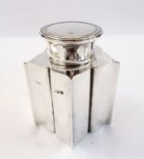 George V bachelor's tea caddy, straight sided, ogee patterned form, with circular screw top,
