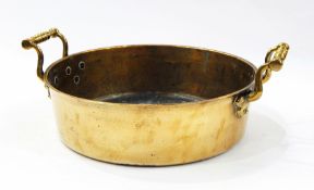 Small brass preserve pan with two carrying handles