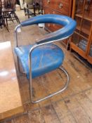 Set of four Apel Art Deco style chairs, chrome-finish tubular metal framed,