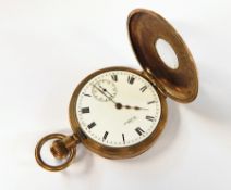 Silver open-faced fob watch in engraved case and with Roman numerals (af - glass missing)