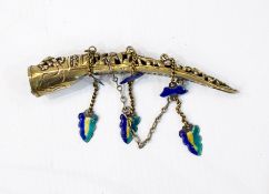 Chinese Mandarin nail guard with enamel pendants