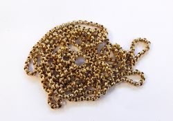 9ct gold guard chain, 37.5g, 162cm long approx.