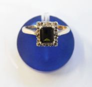 Modern green and white stone cluster ring,