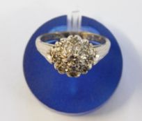 18ct white gold and diamond cluster ring